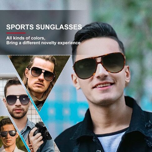 نظارات شمسية مستقطبة من بولاركينج للرجال والنساء، نظارات شمسية رياضية مربعة بجسر مزدوج وظلال طيار للحماية من الأشعة فوق البنفسجية in Kuwait