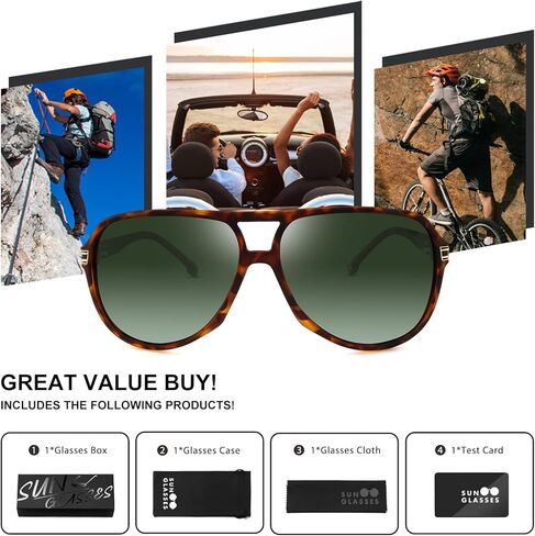 نظارات شمسية مستقطبة من بولاركينج للرجال والنساء، نظارات شمسية رياضية مربعة بجسر مزدوج وظلال طيار للحماية من الأشعة فوق البنفسجية in Kuwait