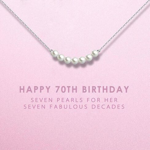 SOLINFOR 70th Birthday Gifts for Women - Sterling Silver Necklace Seven Pearls for Her 7 Decades - 70 Years Old Jewelry Gift Idea (70th) in Kuwait
