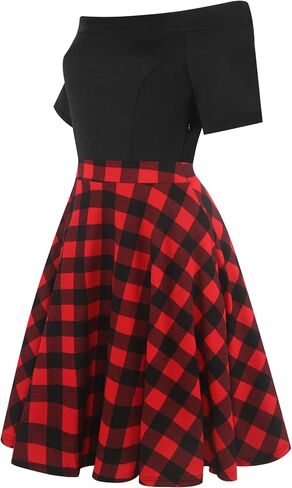 oxiuly Women's Vintage Off Shoulder Pockets Casual Floral A-Line Party Cocktail Swing Dress OX232 in Kuwait