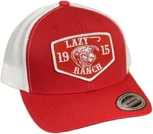 قبعة بيسبول من Lazy J Ranch Wear Western Cowboy Baseball Cap Red & White 3. 5" Red Ranch Patch Cap in Kuwait