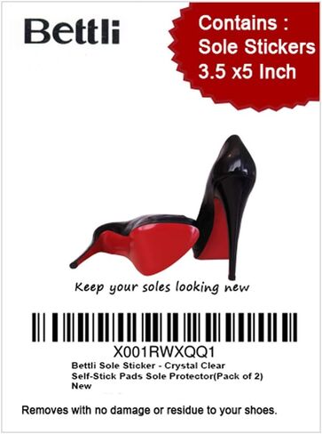 Bettli Sole Sticker - Crystal Clear Self-Stick Pads Sole Protector Shoe Bottoms Slip Resistant Shoe Sole Cover Protector for Heels (Pack of 2) in Kuwait