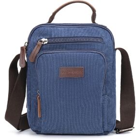 Verlenpaple Men's Canvas Bag Shoulder Bags Small Travel Crossbody Bags Vintage Expansion Messenger Bag for Work Business
