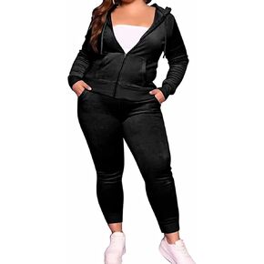 FcuteL Sweatsuits للنساء Cuasal حجم كبير سستة شريطية جاكيتات السراويل الطويلة مجموعات رياضية بدلة عدو in Kuwait