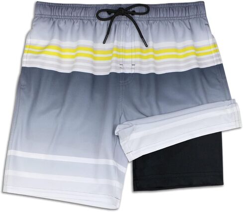 QRANSS Mens Swimming Trunks with Compression Liner 9'' Quick Dry Long Swim Shorts Swimwear Boardshorts with Boxer Brief Liner in Kuwait