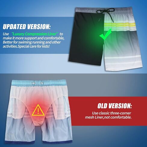 QRANSS Mens Swimming Trunks with Compression Liner 9'' Quick Dry Long Swim Shorts Swimwear Boardshorts with Boxer Brief Liner in Kuwait
