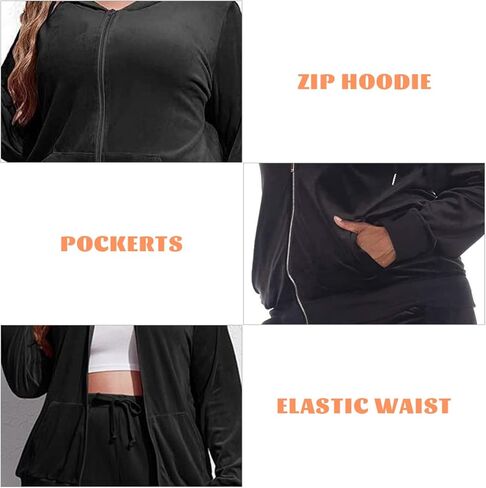 FcuteL Sweatsuits للنساء Cuasal حجم كبير سستة شريطية جاكيتات السراويل الطويلة مجموعات رياضية بدلة عدو in Kuwait