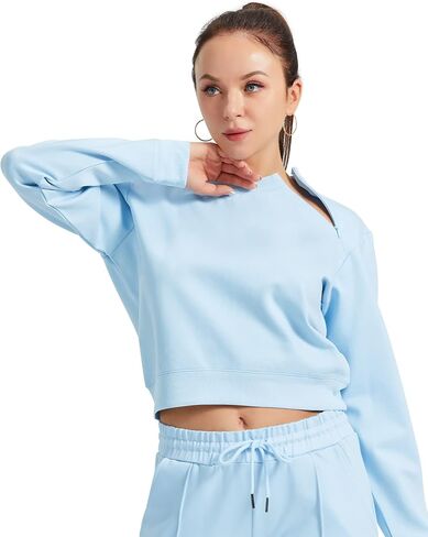 Asoran 2 Piece Tracksuit for Women, Jogging Outfits with Collar Zip, Women’s Long Sleeve Sweatshirts Lounge Pants with Zip in Kuwait