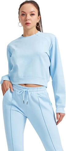 Asoran 2 Piece Tracksuit for Women, Jogging Outfits with Collar Zip, Women’s Long Sleeve Sweatshirts Lounge Pants with Zip in Kuwait