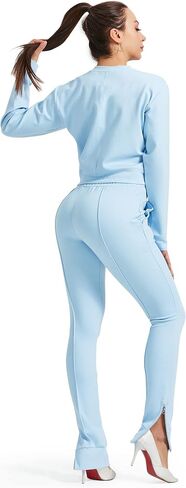 Asoran 2 Piece Tracksuit for Women, Jogging Outfits with Collar Zip, Women’s Long Sleeve Sweatshirts Lounge Pants with Zip in Kuwait