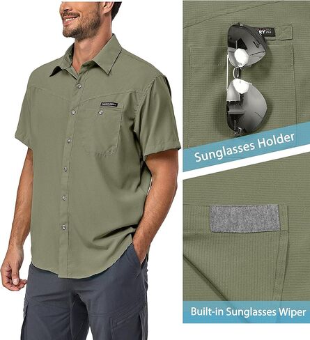 قميص Little Donkey Andy الرجالي للحماية من الأشعة فوق البنفسجية بعامل حماية من الأشعة فوق البنفسجية 50، قمصان مسامية للغاية بأكمام قصيرة لصيد الأسماك والمشي لمسافات طويلة in Kuwait