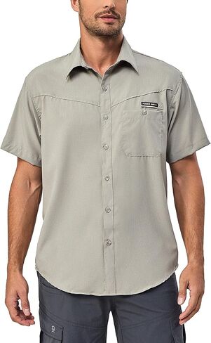 Little Donkey Andy Men's Breathable UPF 50 Shirt, Lightweight Short Sleeve Button Down Shirts for Fishing Hiking in Kuwait