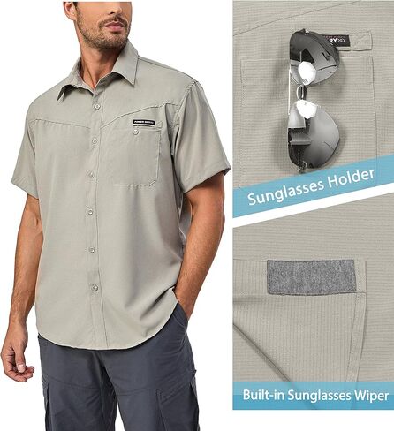 Little Donkey Andy Men's Breathable UPF 50 Shirt, Lightweight Short Sleeve Button Down Shirts for Fishing Hiking in Kuwait