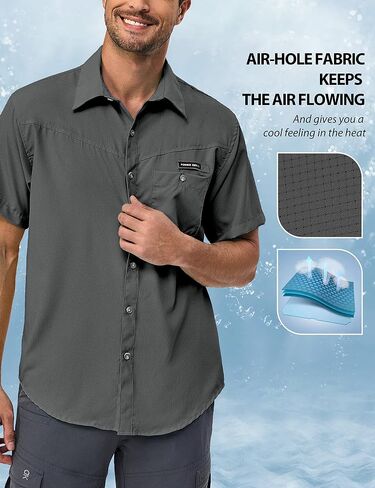 Little Donkey Andy Men's Breathable UPF 50 Shirt, Lightweight Short Sleeve Button Down Shirts for Fishing Hiking in Saudi Arabia
