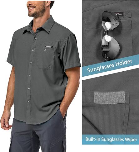 Little Donkey Andy Men's Breathable UPF 50 Shirt, Lightweight Short Sleeve Button Down Shirts for Fishing Hiking in Saudi Arabia