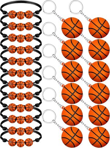 24 Pcs Sports Ball Charm Bracelets and Keychains Set Boys Girls Team Gifts Player Party Favor Accessories (Football Style) in Kuwait
