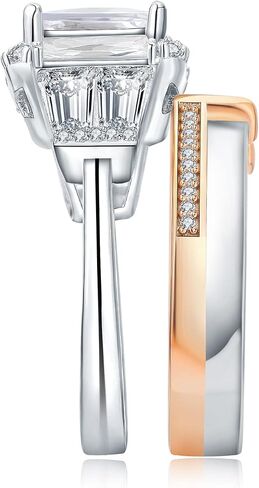 JewelryPalace عقدة إنفينيتي 1.5-3 قيراط خواتم خطوبة هالة زركونيا مكعبة، 14 قيراط من الذهب الوردي 925 من الفضة الإسترليني خاتم الوعد خاتم الزفاف مجموعات الزفاف in Kuwait