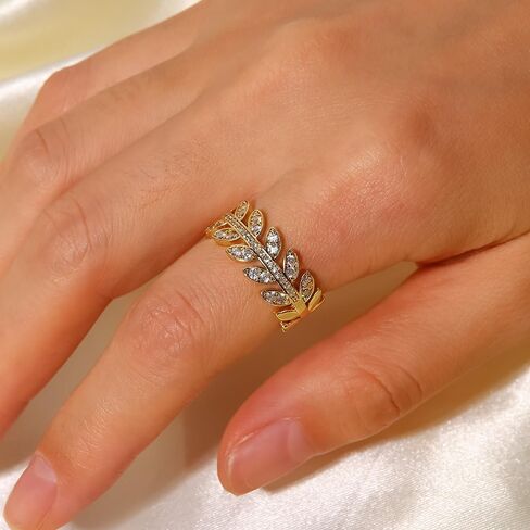 خواتم OIMEI من الذهب عيار 18 قيراط للنساء خاتم حب زركونيا مكعب | خواتم للفتيات في سن المراهقة | خاتم التراص المكعب من الزركونيا من درجة الأحجار الكريمة | يمكن تعديل حجم الخاتم in Kuwait