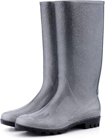 K KomForme Women’s Knee High Waterproof Rain Boots Glitter, Matte and Gradient in Kuwait