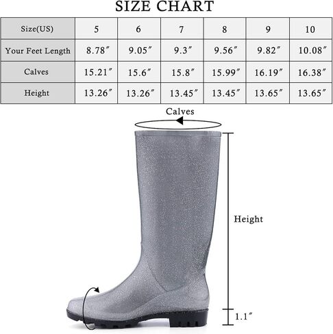 K KomForme Women’s Knee High Waterproof Rain Boots Glitter, Matte and Gradient in Kuwait