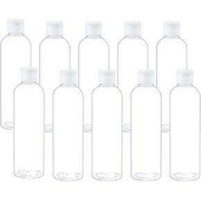 TRENDBOX 8oz/250ml Clear Bottles with Flip Cap Lid BPA-Free Travel Containers For Shampoos,Lotions and Massage Oils - 5 Pack