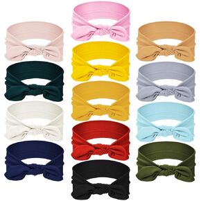 WILLBOND 13 Pieces Hair Bands Bows Solid Color Knot Headwrap Bowknot Headbands Rabbit Ear Hairband Hair Accessories for Woman Girls, 13 Colors (Vintage Color)