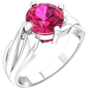 Belinda Jewelz Ring Solid 925 Real Sterling Silver Rhodium Plated 8mm Cubic Zirconia Round Cut Birthstone Solitaire Gemstone Trendy Infinity Band Jewelry Gift for Mothers Day Women Wedding Engagement in Saudi Arabia