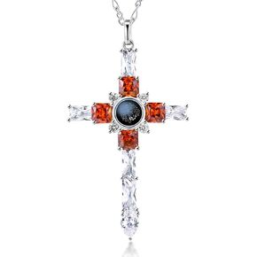 Cross Necklace with Lord' s Prayer and Praying Hands Pendant