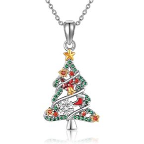 MONGAS Christmas Necklace 925 Sterling Silver Christmas Tree Pendant Necklace Jewelry Christmas Gifts for Women Girls in Saudi Arabia