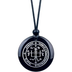 Archangel Gabriel Pendant - Miraculous Medal for Men and Women - Protection Amulet Necklace - Spiritual Energy Genuine Gemstone Medallions - High Frequency Crystal - Engraved Saint Gabriel Sigil