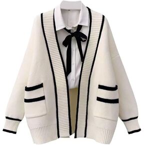 Womens Japan Cute Cardigan Sweater Kawaii JK Uniform Open Front Cardigan with Buttons Aesthetic Long Sleeve Loose Jackets