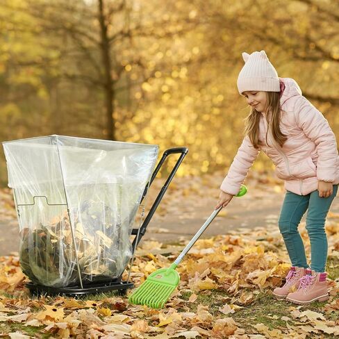 حامل حقيبة القمامة - حامل حقيبة أوراق الشجر في الهواء الطلق، حامل كيس قمامة معدني متعدد الأغراض يحمل أكياس أوراق 30-60 جالون، عربة قابلة للطي 2 في 1 متعددة الأغراض بوزن 500 رطل للتخييم وأوراق البستنة والحفلات وإزالة الأعشاب الضارة in Kuwait