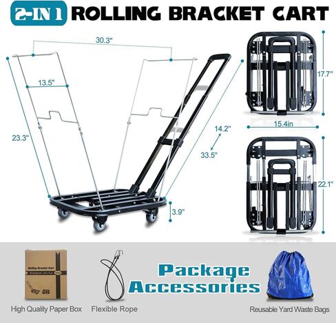 حامل حقيبة القمامة - حامل حقيبة أوراق الشجر في الهواء الطلق، حامل كيس قمامة معدني متعدد الأغراض يحمل أكياس أوراق 30-60 جالون، عربة قابلة للطي 2 في 1 متعددة الأغراض بوزن 500 رطل للتخييم وأوراق البستنة والحفلات وإزالة الأعشاب الضارة in Kuwait