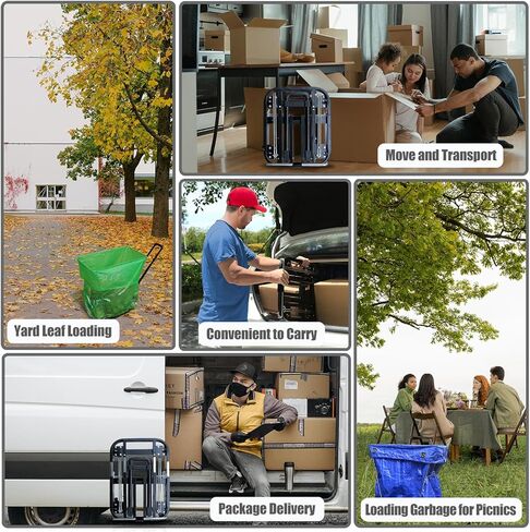 حامل حقيبة القمامة - حامل حقيبة أوراق الشجر في الهواء الطلق، حامل كيس قمامة معدني متعدد الأغراض يحمل أكياس أوراق 30-60 جالون، عربة قابلة للطي 2 في 1 متعددة الأغراض بوزن 500 رطل للتخييم وأوراق البستنة والحفلات وإزالة الأعشاب الضارة in Kuwait