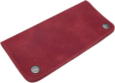 Hide & Drink, Leather Double Snap Folio Wallet, Holds Up to 3 Cards Plus Flat Bills & Coins/Case/Pouch/Accessories, Handmade Includes 101 Year Warranty (Sangria) in Saudi Arabia
