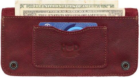 Hide & Drink, Leather Double Snap Folio Wallet, Holds Up to 3 Cards Plus Flat Bills & Coins/Case/Pouch/Accessories, Handmade Includes 101 Year Warranty (Sangria) in Saudi Arabia