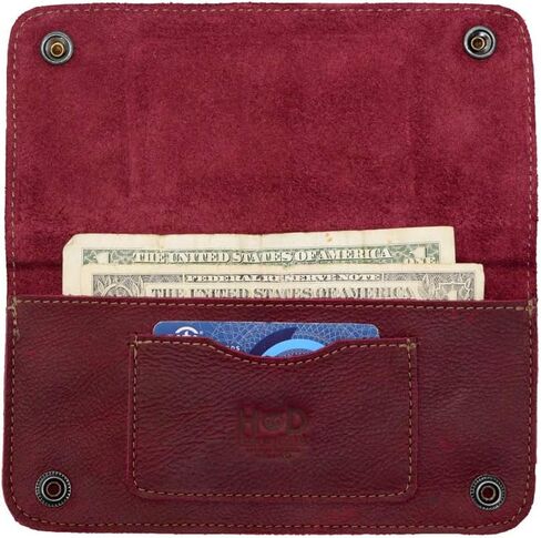 Hide & Drink, Leather Double Snap Folio Wallet, Holds Up to 3 Cards Plus Flat Bills & Coins/Case/Pouch/Accessories, Handmade Includes 101 Year Warranty (Sangria) in Saudi Arabia