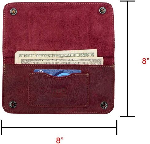 Hide & Drink, Leather Double Snap Folio Wallet, Holds Up to 3 Cards Plus Flat Bills & Coins/Case/Pouch/Accessories, Handmade Includes 101 Year Warranty (Sangria) in Saudi Arabia