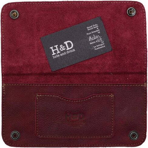 Hide & Drink, Leather Double Snap Folio Wallet, Holds Up to 3 Cards Plus Flat Bills & Coins/Case/Pouch/Accessories, Handmade Includes 101 Year Warranty (Sangria) in Saudi Arabia