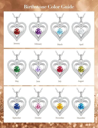 Jowaia جوهرة الميلاد قلادة الهدايا للنساء، 925 الفضة الاسترليني إلى الأبد الحب القلب قلادة المختنق، 18K الذهب الأبيض مطلي بسيطة لامعة جوهرة الميلاد مجوهرات القلائد هدية للزوجة أمي صديقة in Kuwait