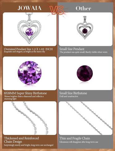 Jowaia جوهرة الميلاد قلادة الهدايا للنساء، 925 الفضة الاسترليني إلى الأبد الحب القلب قلادة المختنق، 18K الذهب الأبيض مطلي بسيطة لامعة جوهرة الميلاد مجوهرات القلائد هدية للزوجة أمي صديقة in Kuwait