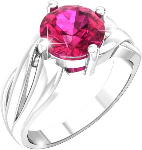 خاتم Belinda Jewelz صلب 925 من الفضة الإسترليني الحقيقية مطلي بالروديوم 8 مم مكعب زركونيا مستدير قطع جوهرة سوليتير الأحجار الكريمة العصرية إنفينيتي باند مجوهرات هدية لعيد الأم والنساء في حفل الزفاف in Kuwait