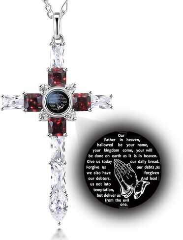Cross Necklace with Lord' s Prayer and Praying Hands Pendant in Kuwait