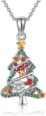 MONGAS Christmas Necklace 925 Sterling Silver Christmas Tree Pendant Necklace Jewelry Christmas Gifts for Women Girls in Saudi Arabia
