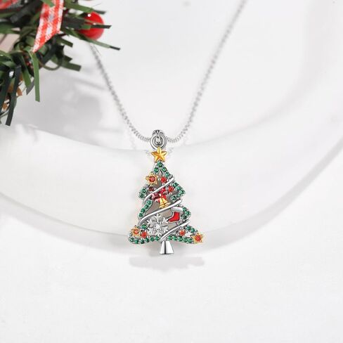 MONGAS Christmas Necklace 925 Sterling Silver Christmas Tree Pendant Necklace Jewelry Christmas Gifts for Women Girls in Saudi Arabia
