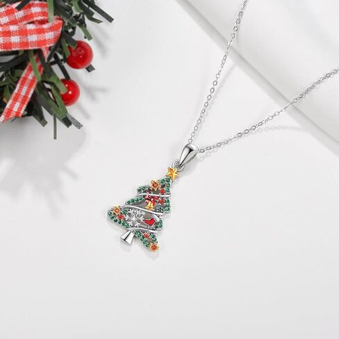 MONGAS Christmas Necklace 925 Sterling Silver Christmas Tree Pendant Necklace Jewelry Christmas Gifts for Women Girls in Saudi Arabia