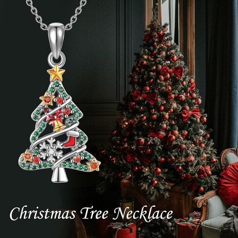 MONGAS Christmas Necklace 925 Sterling Silver Christmas Tree Pendant Necklace Jewelry Christmas Gifts for Women Girls in Saudi Arabia