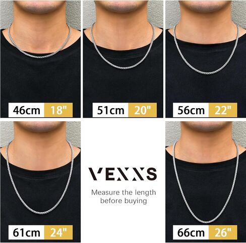 سلسلة حبل VEXXS، قلادة حبل مطلية بالذهب الحقيقي عيار 18 قيراط، سلسلة ذهبية، متينة لا يبهت اللون 3/5 مم سلسلة ربط كوبية للرجال in Kuwait