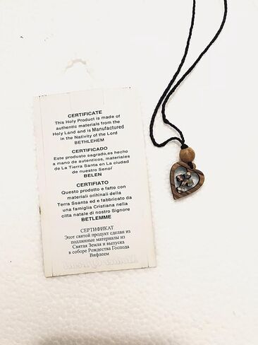 JMLA Olive Wood Cross in Heart - Mother of Pearl from Bethlehem holy Land -1-Piece in Kuwait