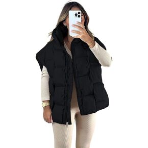 Bianstore Women's Oversized Puffer Vest Lightweight Stand Collar Sleeveless Zip Up Padded Gilet Coat in Kuwait
